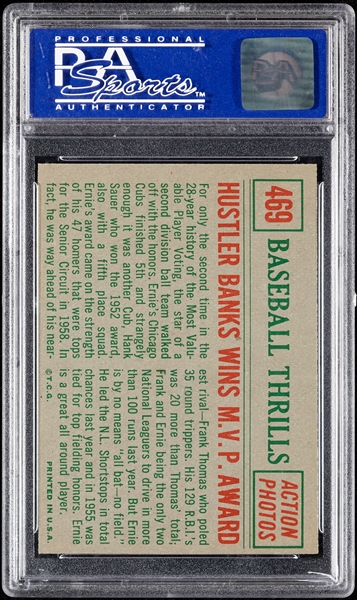 1959 Topps Ernie Banks Wins MVP No. 469 PSA 9