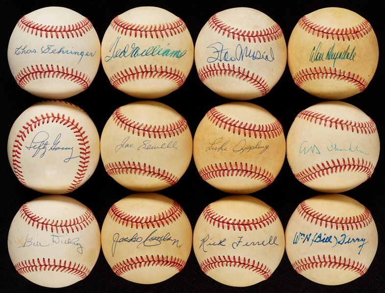 HOFers & Stars Single-Signed Baseball Collection with Ted Williams, Dickey, Gomez (55)