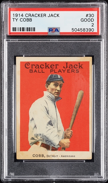 1914 Cracker Jack Ty Cobb No. 30 PSA 2
