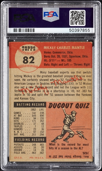 1953 Topps Mickey Mantle No. 82 PSA 4.5