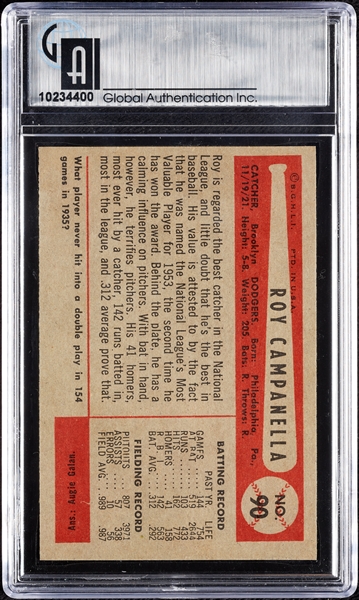 1954 Bowman Roy Campanella No. 90 (1st Graded) GAI 9.5
