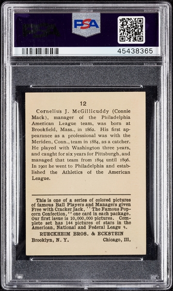 1914 Cracker Jack Connie Mack No. 12 PSA 7