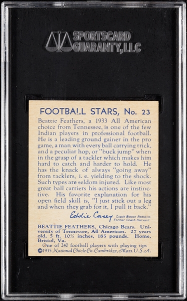 1935 National Chicle Beattie Feathers RC No. 23 SGC 9