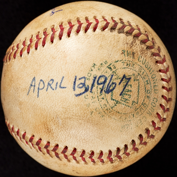 Mickey Lolich Career Win No. 53 Final Out Game-Used Baseball (4/13/1967) (BAS) (Lolich LOA)