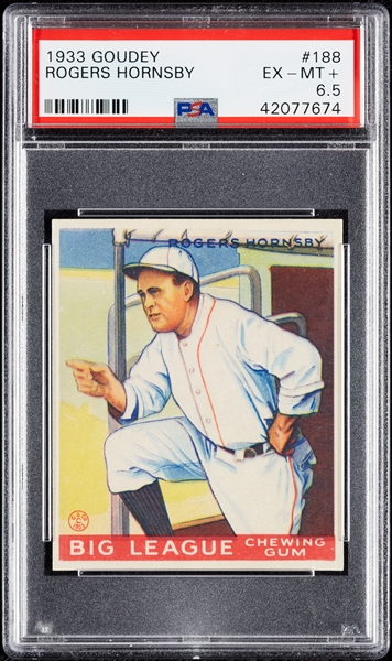 1933 Goudey Rogers Hornsby No. 188 PSA 6.5