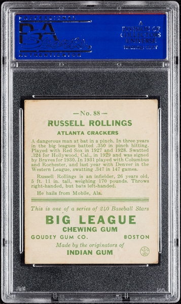 1933 Goudey Russell Rollings No. 88 PSA 5