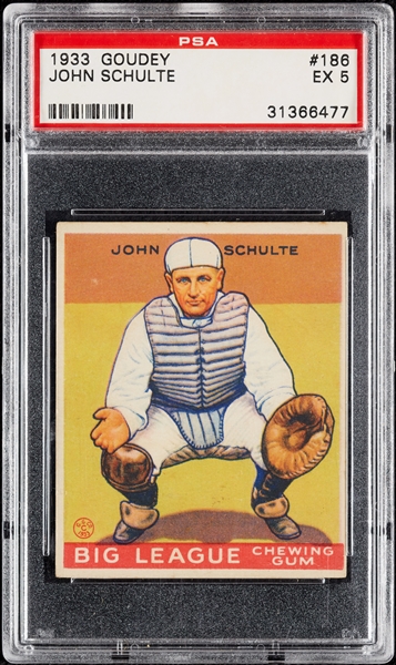 1933 Goudey John Schulte No. 186 PSA 5