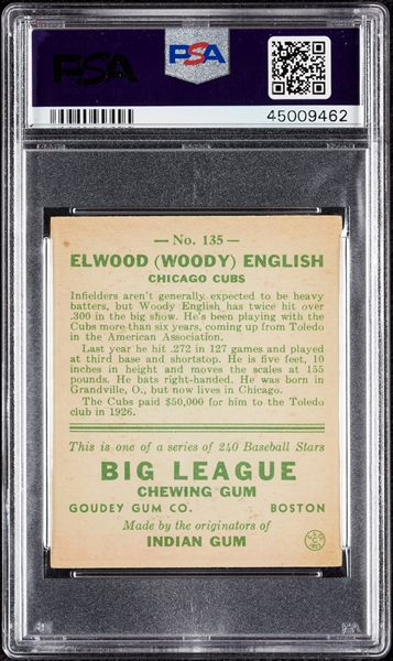 1933 Goudey Woody English No. 135 PSA 5.5