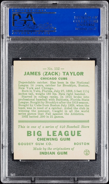1933 Goudey Zack Taylor No. 152 PSA 5