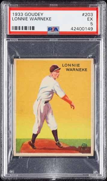 1933 Goudey Lonnie Warneke No. 203 PSA 5