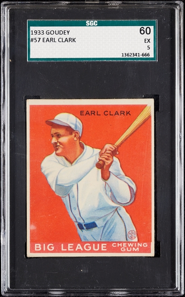 1933 Goudey Earl Clark No. 57 SGC 5