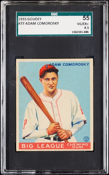 1933 Goudey Adam Comorosky No. 77 SGC 4.5