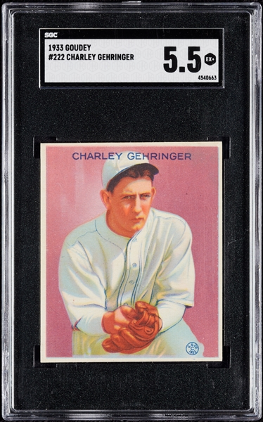 1933 Goudey Charlie Gehringer No. 222 SGC 5.5
