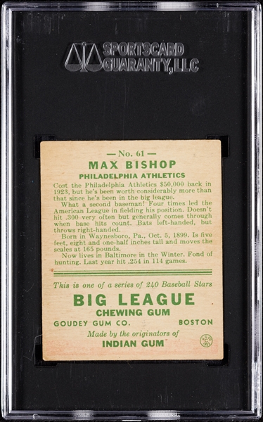 1933 Goudey Max Bishop No. 61 SGC 5