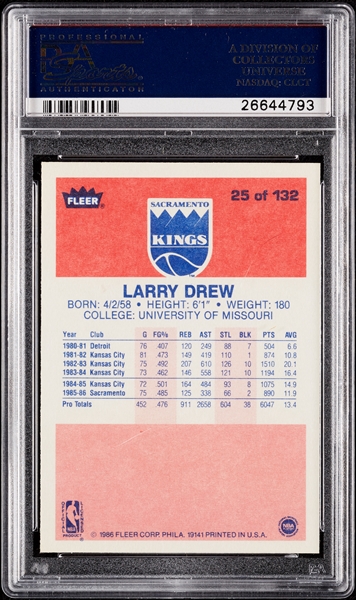 1986 Fleer Larry Drew No. 25 PSA 10