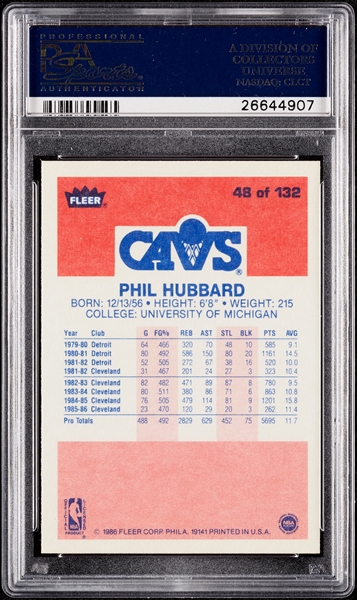 1986 Fleer Phil Hubbard No. 48 PSA 10