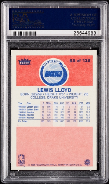 1986 Fleer Lewis Lloyd No. 65 PSA 10