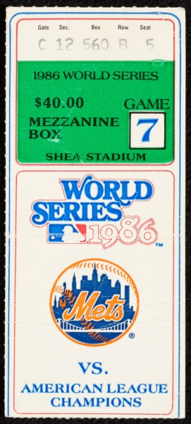 1986 World Series Game 7 Ticket Stub