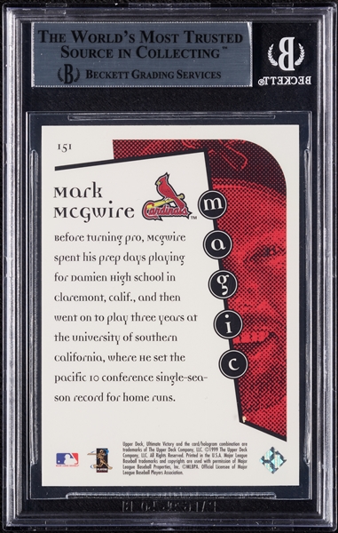 1999 Ultimate Victory Mark McGwire Parallel/100 (62/100) BGS 9