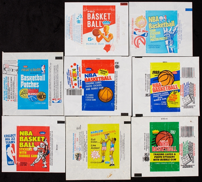 1960s-1980s Fleer Basketball Wrapper Collection (8 different)