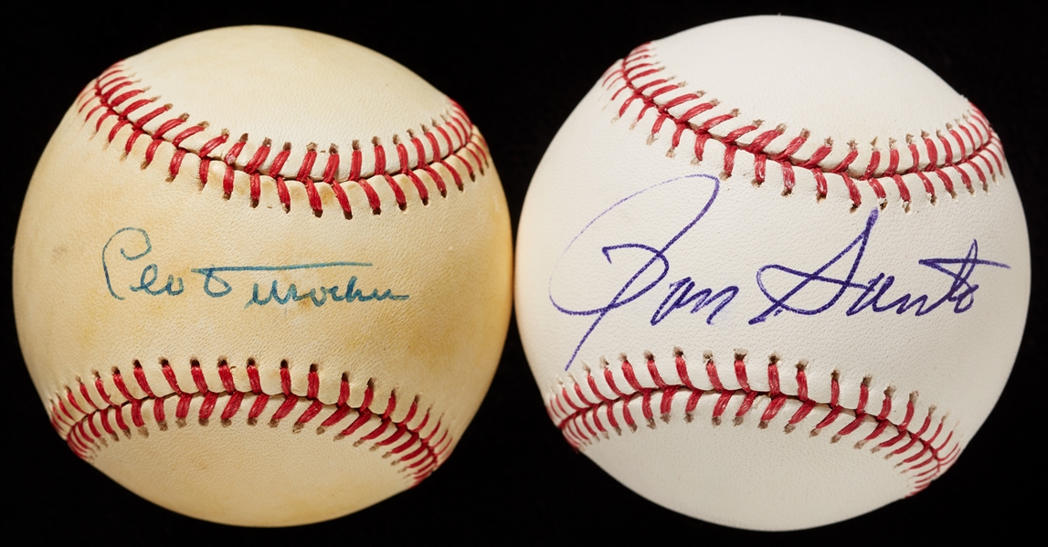 Ron Santo & Leo Durocher Single-Signed Baseballs (2)