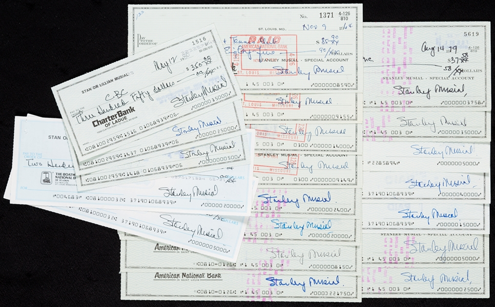 Stan Musial Signed Check Collection (20)