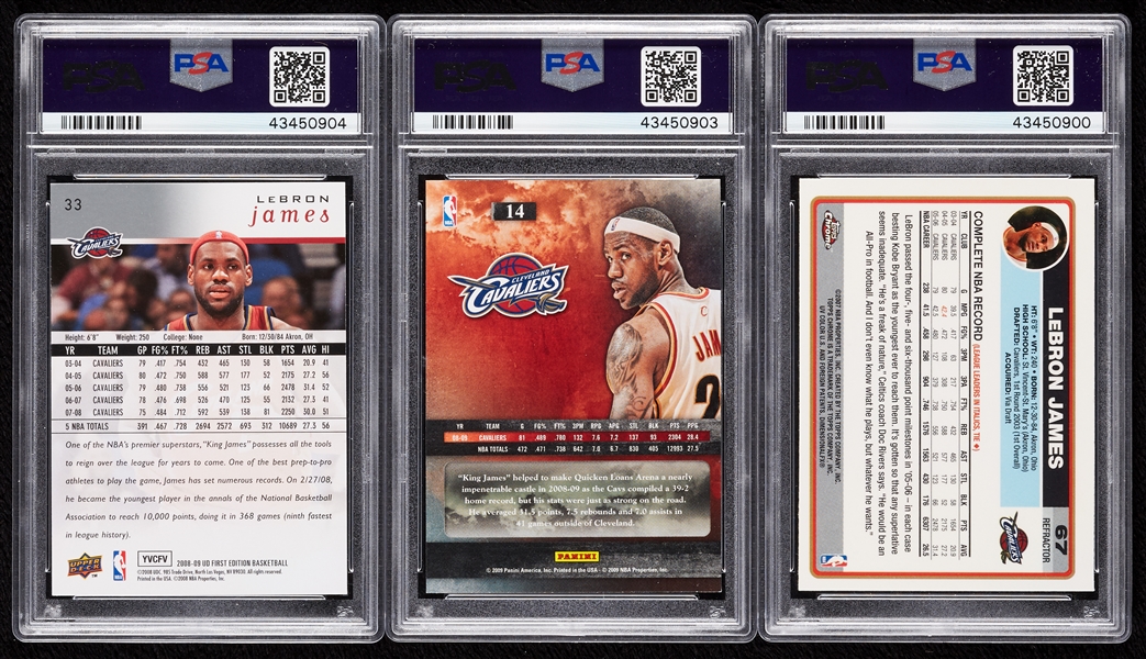 LeBron James PSA-Graded Trio with 2006 Topps Chrome Refractor (3)