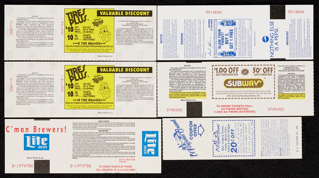 1985-96 Near-Mint 3,000-Hit Club Tickets Group and Program (8)