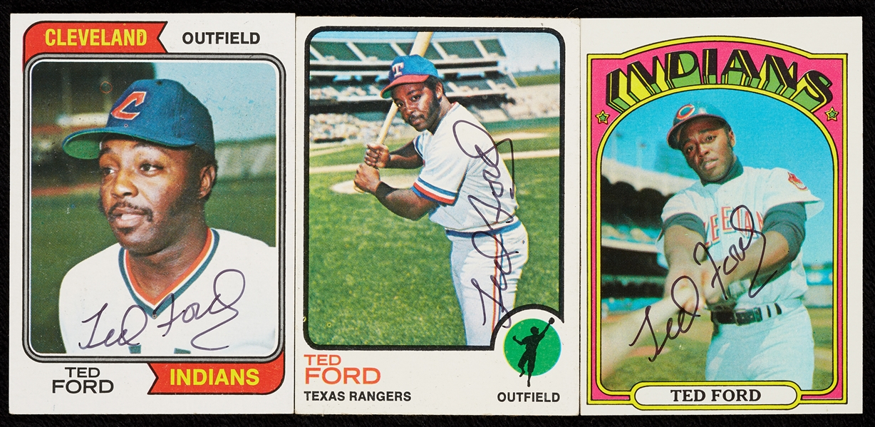 Ted Ford Signed 1972-1974 Topps Trio (3)