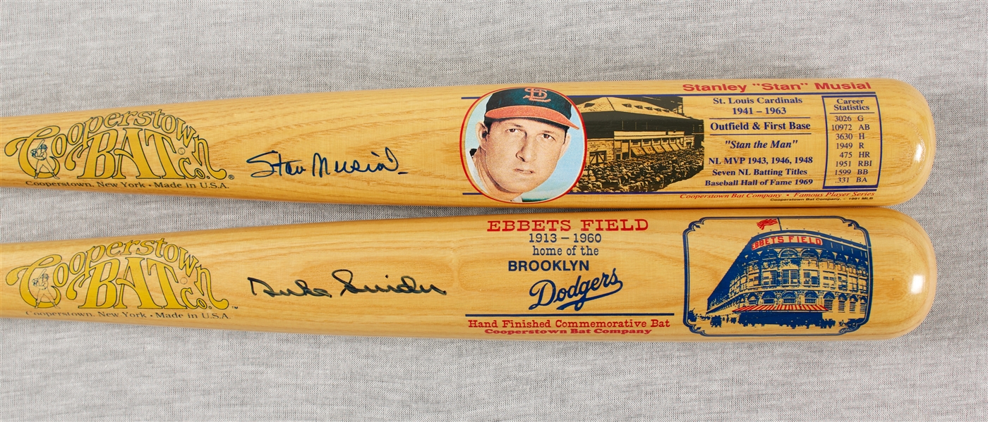 Stan Musial & Duke Snider Signed Cooperstown Bats Pair (2)