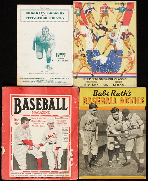 Vintage Publication Group with Babe Ruth's Baseball Advice, Baseball Magazine (4)