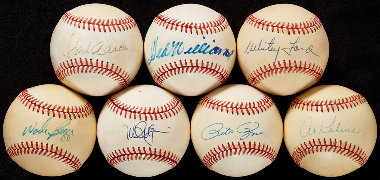 HOFer & Stars Single-Signed Baseball Group with Ted Williams, Hank Aaron (7)