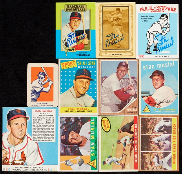1950s-60s Topps Stan Musial Group, Plus Red Man, Three Are Signed (11)