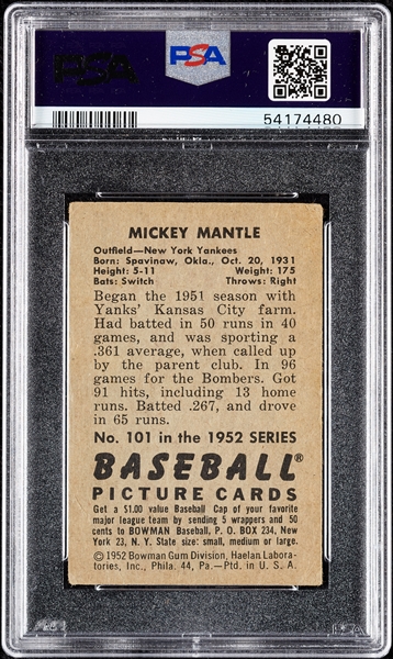 1952 Bowman Baseball Partial Set With HOFers, Mantle PSA 2 (205/252)