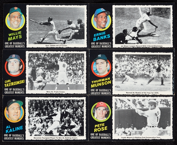 1971 Topps Greatest Moments High-Grade Group With Munson, Mays, Rose (6)