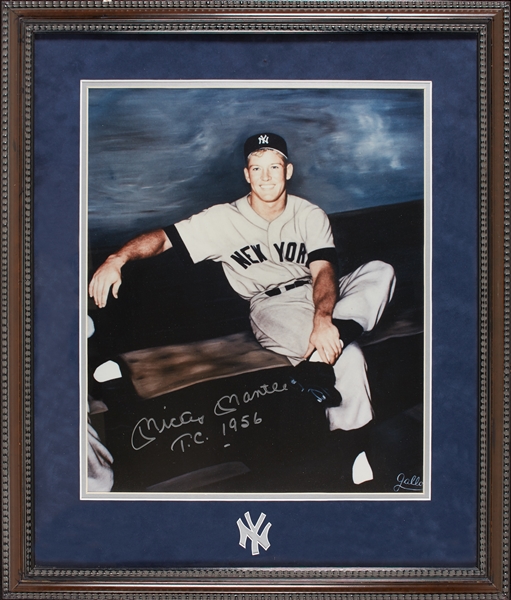 Mickey Mantle Signed 16x20 Framed Gallo 16x20 Photo T.C. 1956 (BAS)