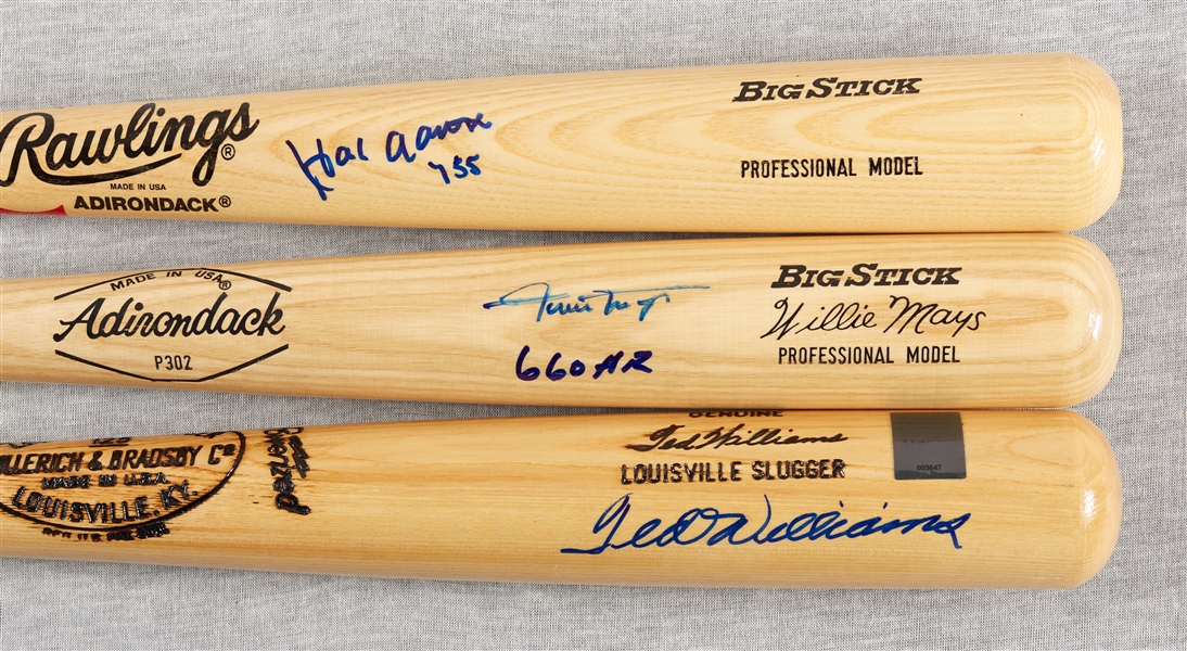 500 Home Run Club Single-Signed Bat Collection with Ted Williams, Mays, Aaron (21)