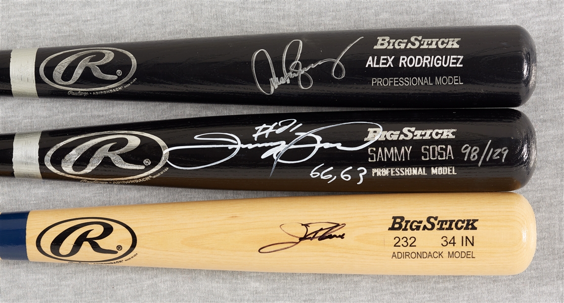 500 Home Run Club Single-Signed Bat Collection with Ted Williams, Mays, Aaron (21)