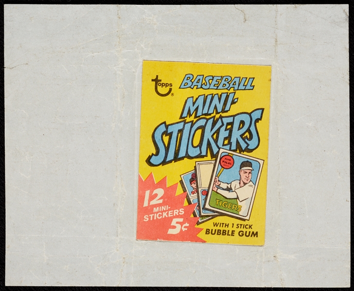 High-Grade 1969 Topps Baseball Four-in-One Mini Sticker Test Issue Wrapper Pasteup