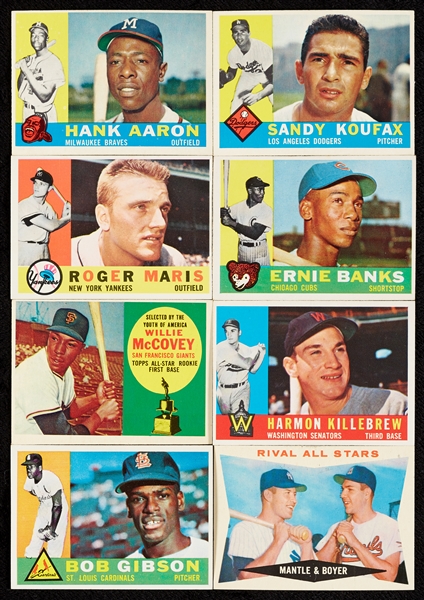 1960 Topps Baseball Near Set, Five Slabbed, SGC 5 Mantle (569/572)
