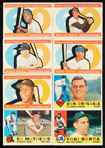 1960 Topps Baseball Near Set, Five Slabbed, SGC 5 Mantle (569/572)