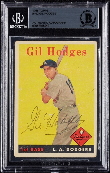 Gil Hodges Signed 1958 Topps No. 162 (BAS)