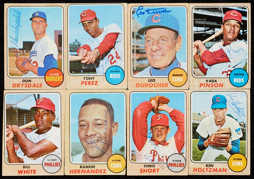 Signed 1968 Topps Baseball Group with Drysdale, Durocher (107)