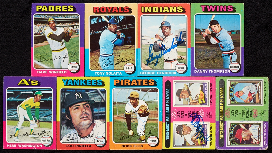 Signed 1975 Topps Baseball Group with Thompson, Winfield (230)