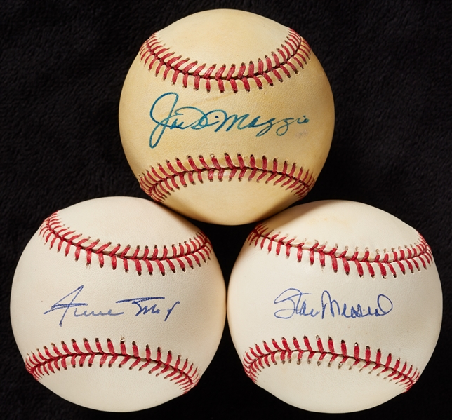 Baseball Royalty Single-Signed Baseball Group with DiMaggio, Mays, Musial (3)