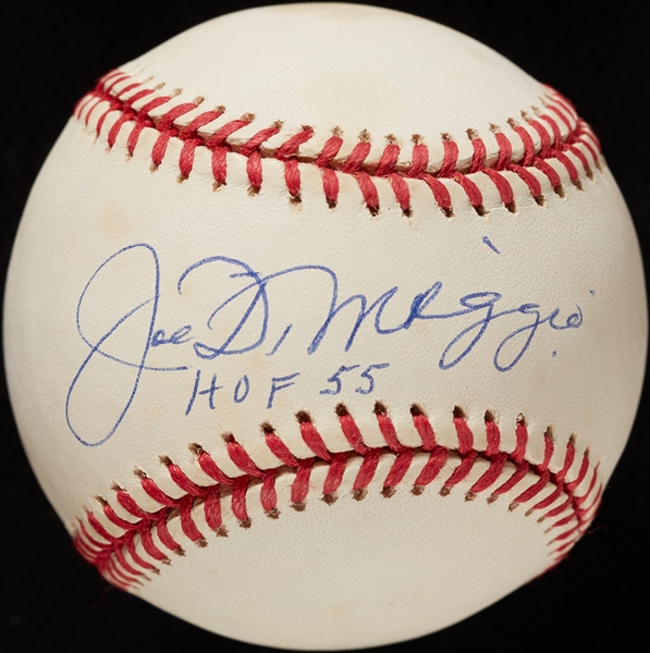 Joe DiMaggio Single-Signed OAL Baseball Inscribed HOF 55 (BAS)