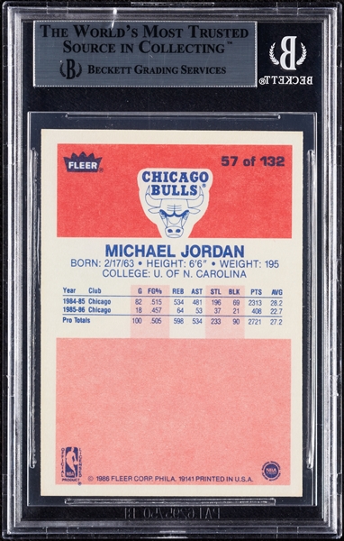 1986 Fleer Michael Jordan RC No. 57 BGS 8.5