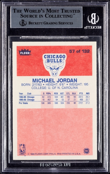1986 Fleer Michael Jordan RC No. 57 BGS 8.5