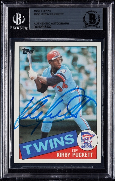 Kirby Puckett Signed 1985 Topps RC No. 536 (BAS)