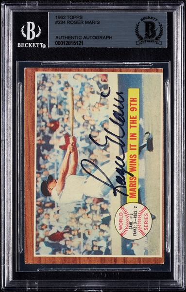 Roger Maris Signed 1962 Topps WS Game 3 No. 234 (BAS)